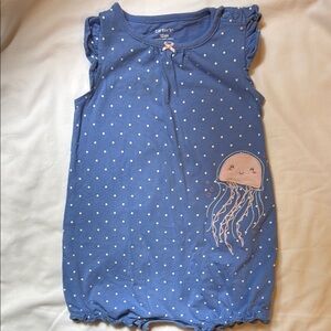 Carter's Blue Romper with Pink Bow